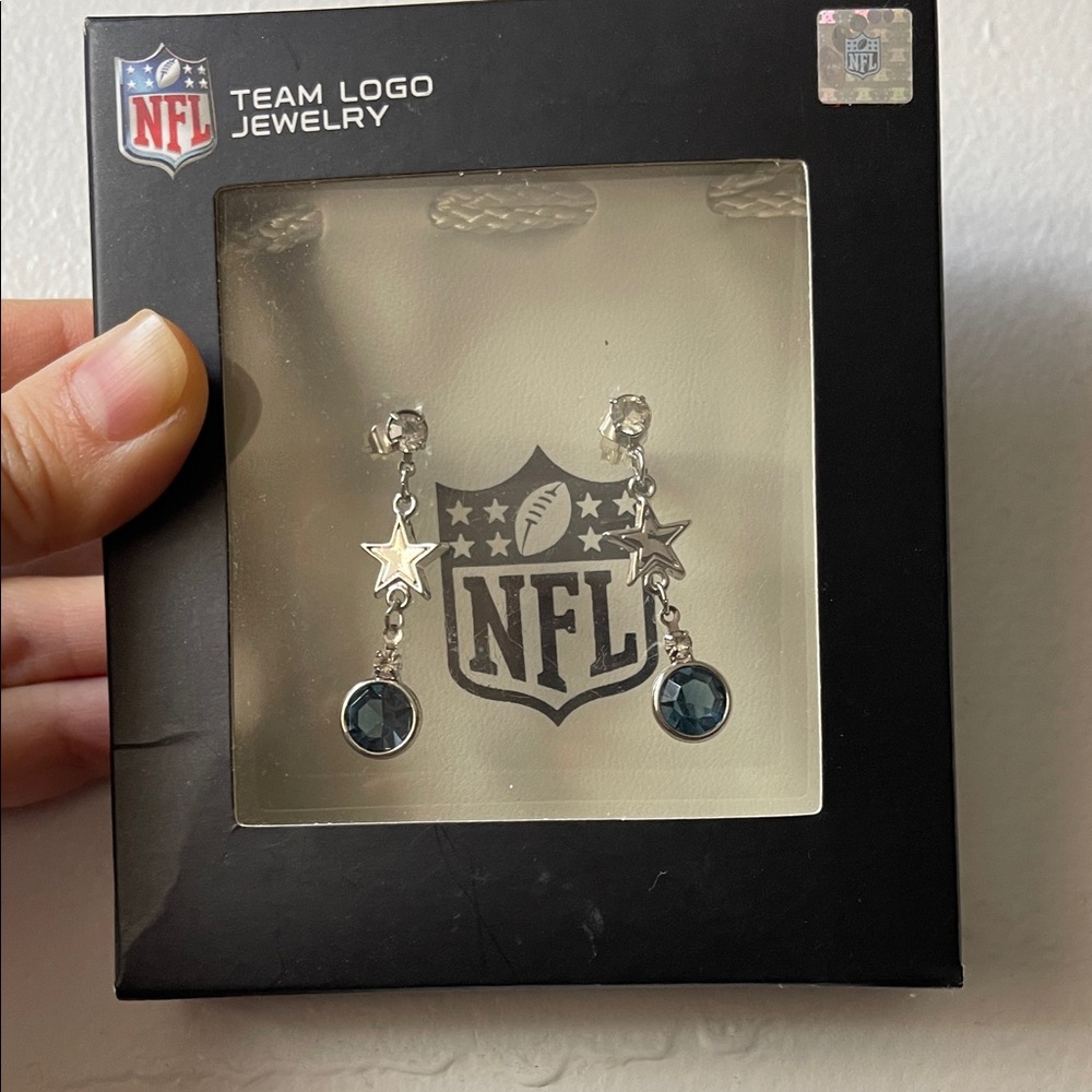 NFL Dallas Logo Earrings with Silver and Blue Accents